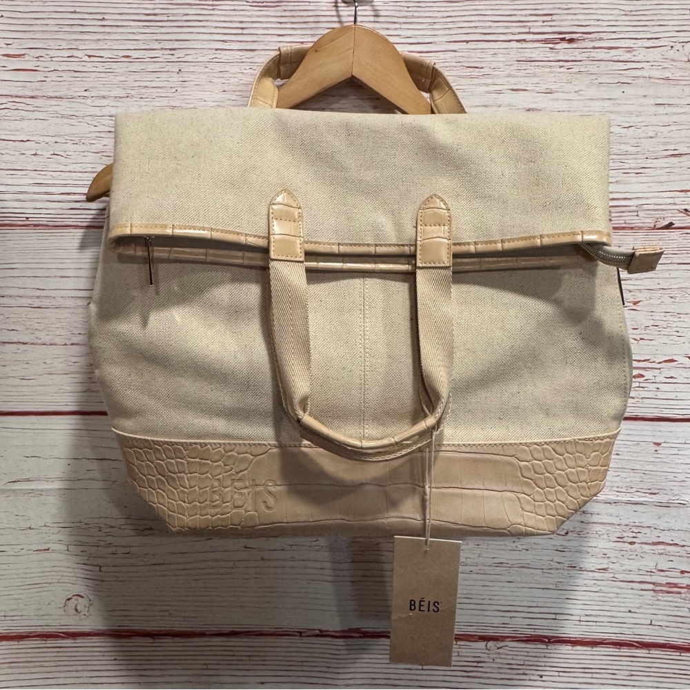 NWT Beis Convertible Backpack in Beige & Croc Trim - Picture 11 of 13